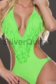 Neon grøn frynse monokini